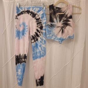 Electric & Rose Tie-Dye Crop Top and Leggings Set